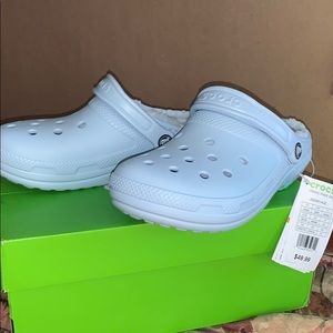 Mineral blue fuzzy CROCS